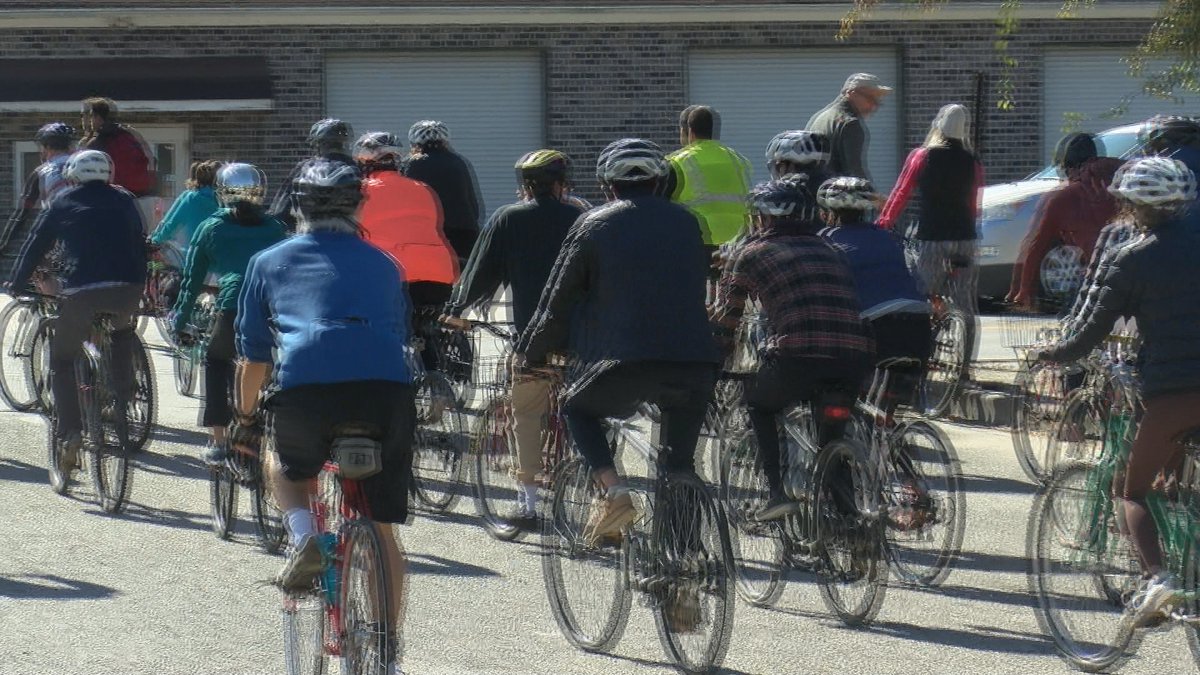 More than 100 bicyclists of all ages hit the road Saturday for the “Cross the Cut” bike ride.