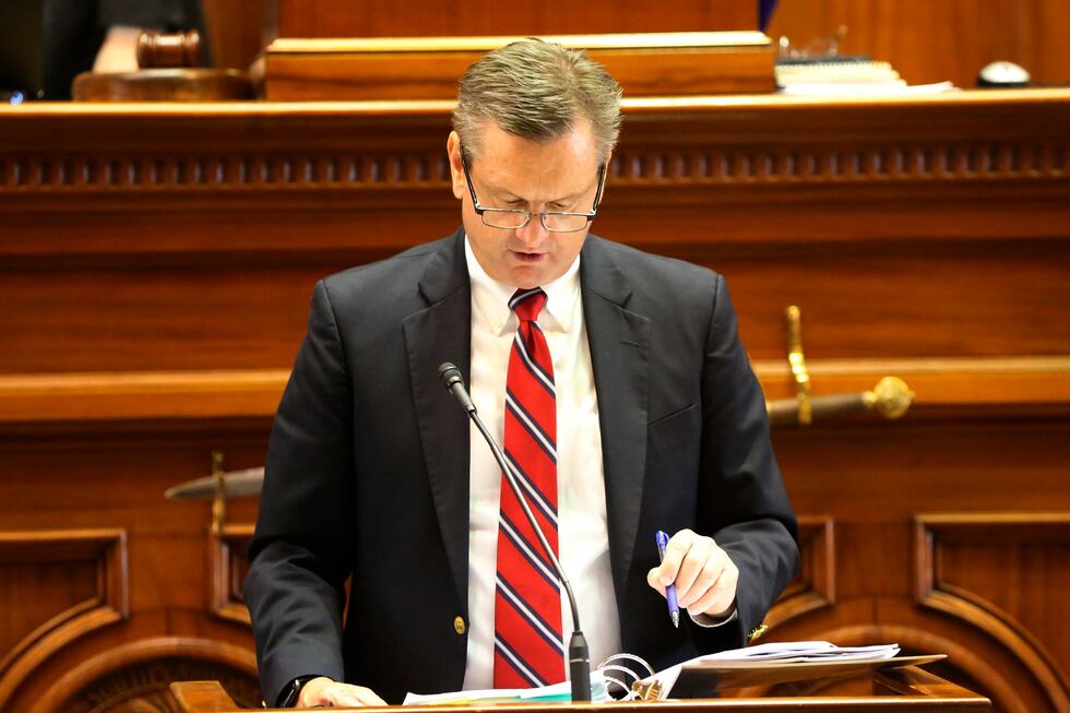 South Carolina Sen. Tom Davis (R-Beaufort), shown here speaking at the Statehouse on Jan. 26,...