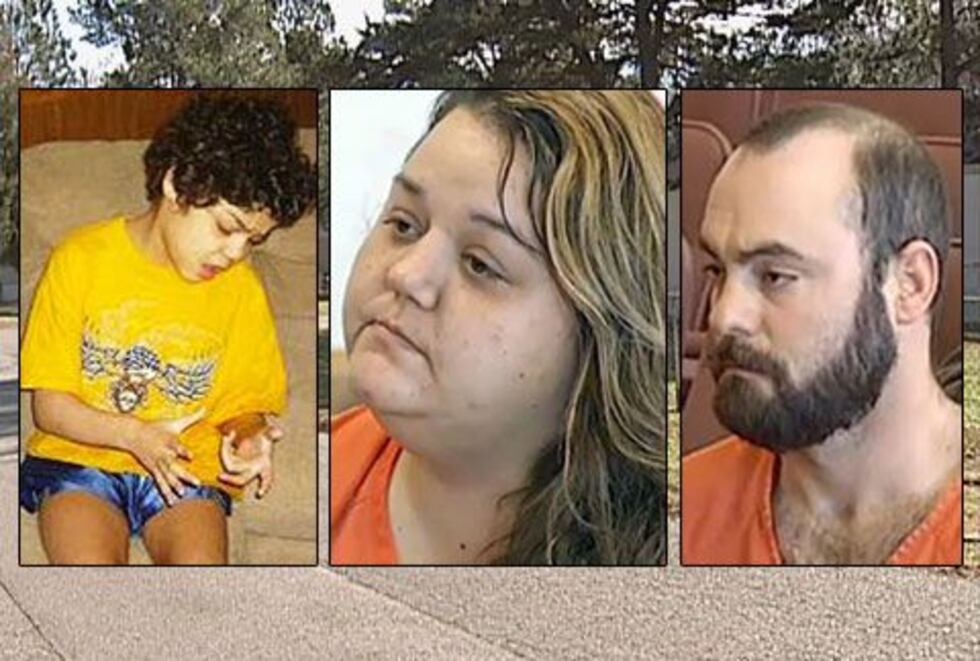 Joshua Jacob Mendoza, left, was found dead on Feb. 10 His mother, Kimberly Marie Love, center,...