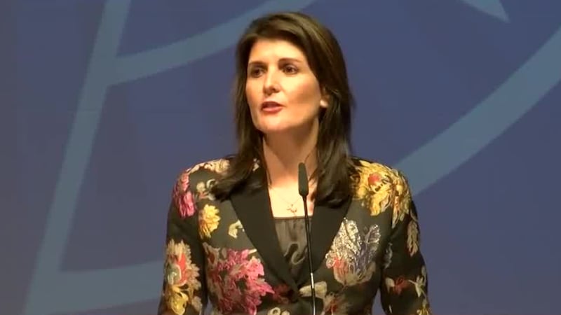 Nikki Haley was honored with a Citizen of the Carolinas award at the NASCAR Hall of Fame.
