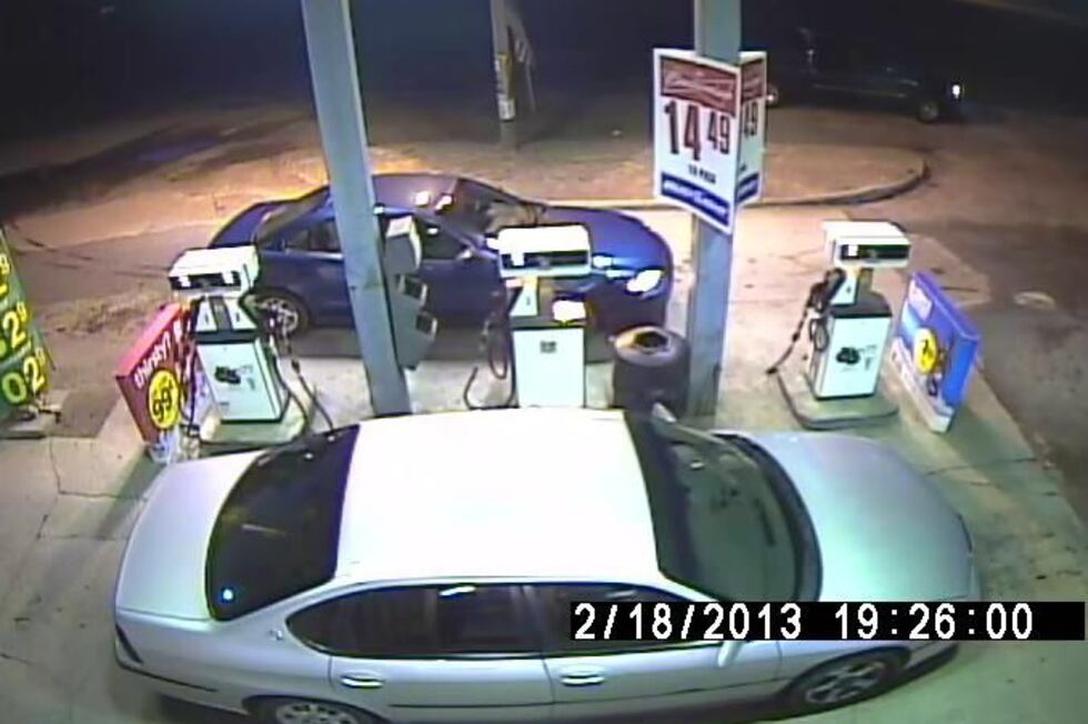 Authorities say the light colored Impala closest to camera is a vehicle of interest. (SCHP)