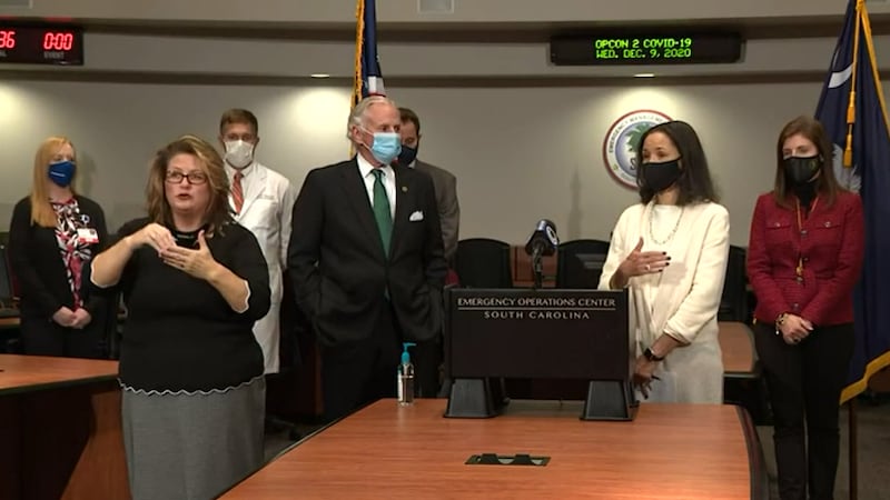 Gov. Henry McMaster, left, and Dr. Linda Bell spoke Wednesday on the state's response to...