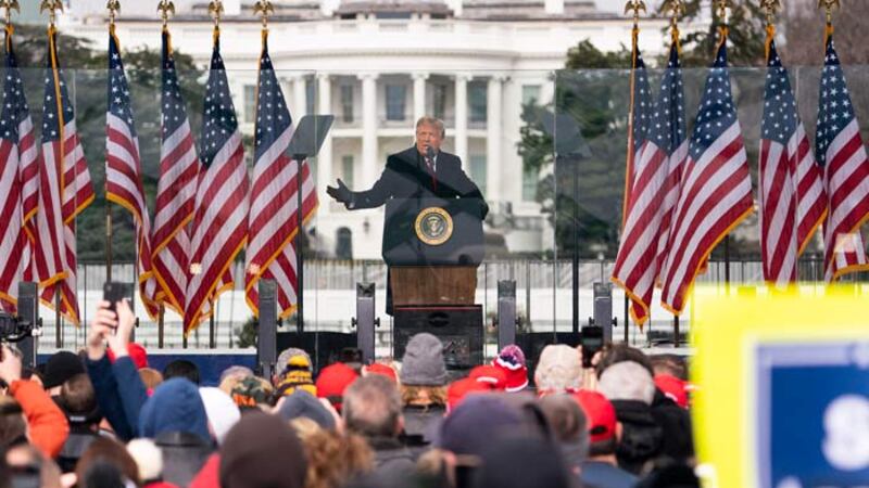 President Donald Trump speaks during a rally, Wednesday in Washington.