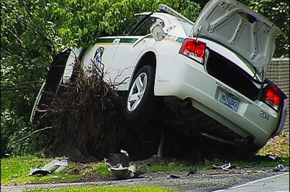 The Summerville police car that was stolen last Friday is seen here after it wrecked.