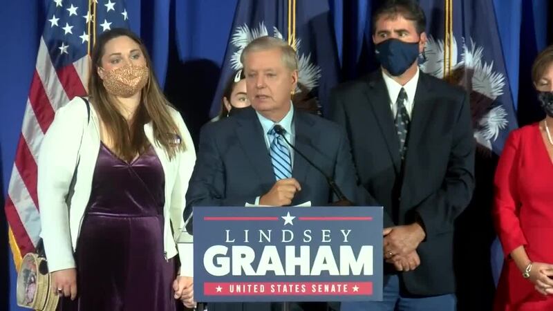 Sen. Lindsey Graham gives his victory speech after retaining his S.C. Senate seat.