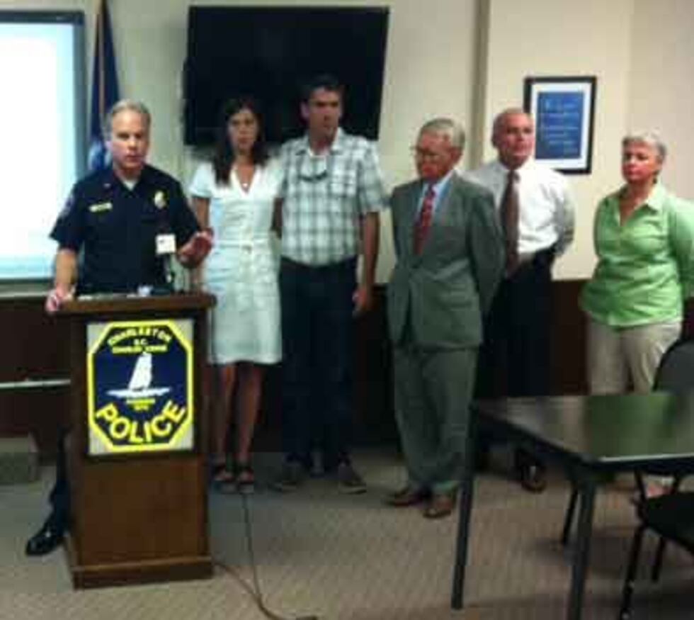 Charleston Police Chief Gregg Mullen, Elizabeth & Bob Page and Mayor Joe Riley at the Tuesday...