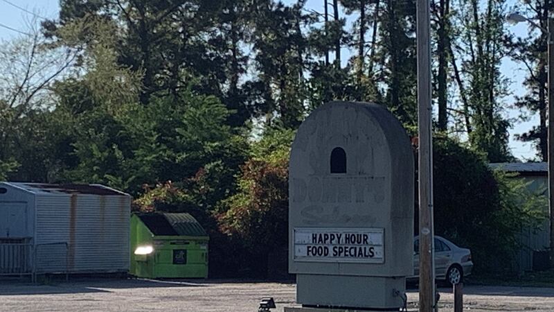 The Location management took down the front sign for Donny's Saloon as they rebrand the business.
