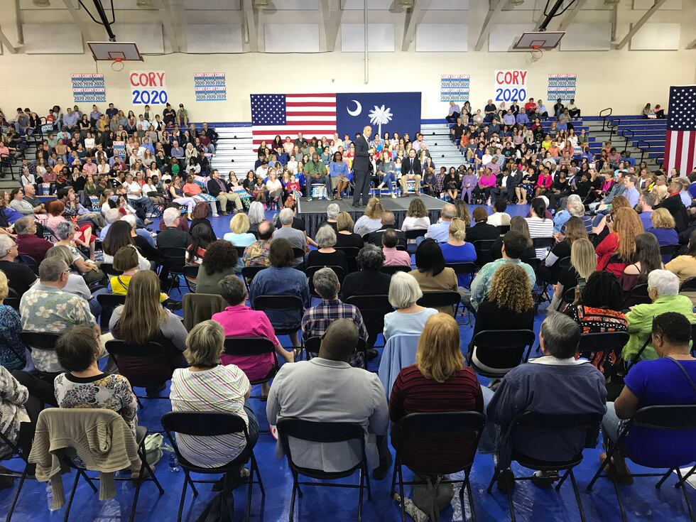 New Jersey senator and presidential hopeful Cory Booker stopped in Downtown Charleston...