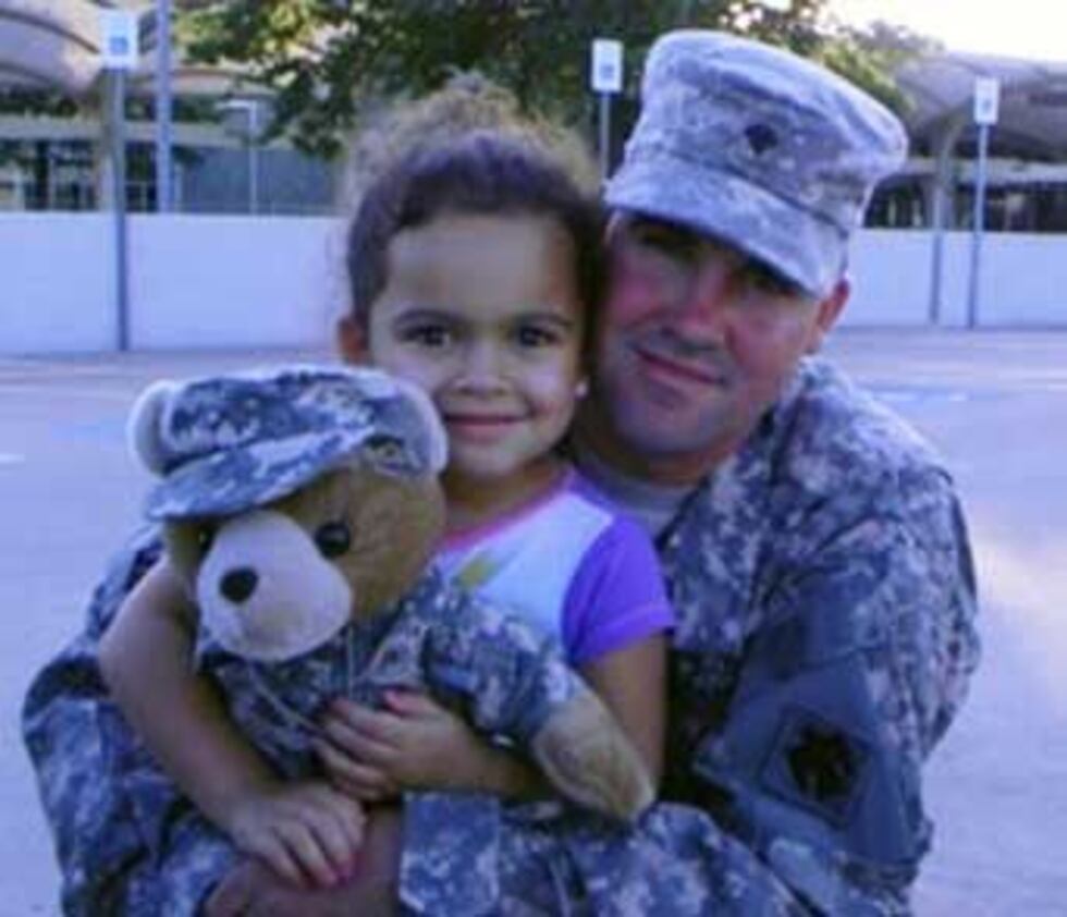 Picture taken on July 22, 2013 of Veronica and her biological father, Dusten Brown, at Tulsa...