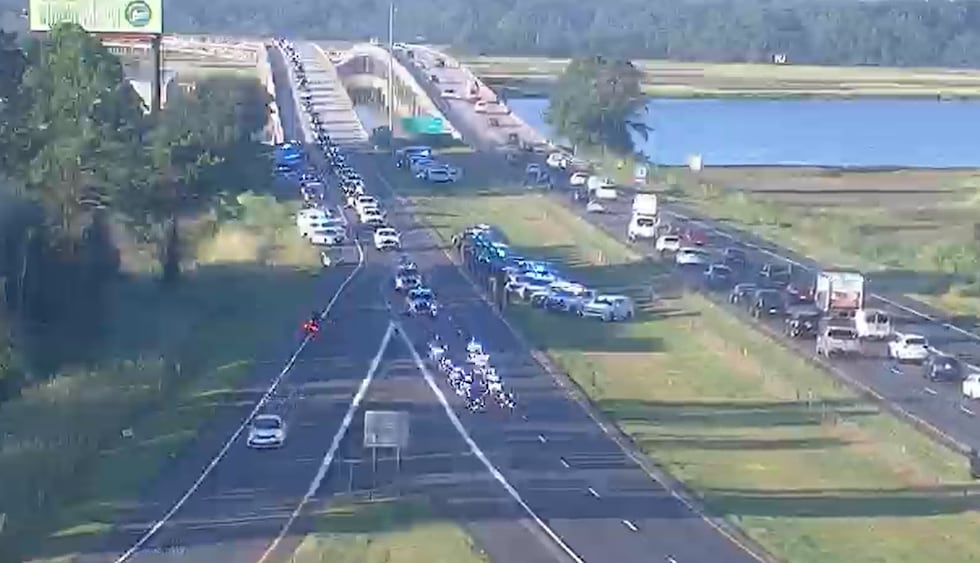 Law enforcement agencies escort K-9 Rico from Charleston to a memorial service in Columbia....