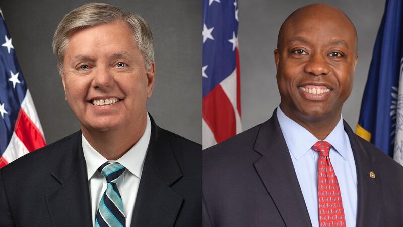 South Carolina Sens. Lindsey Graham (left), and Tim Scott (right), both expressed...