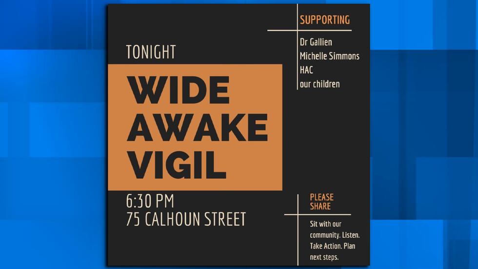 Around 20 people gathered outside of the Charleston County School District headquarters for a...