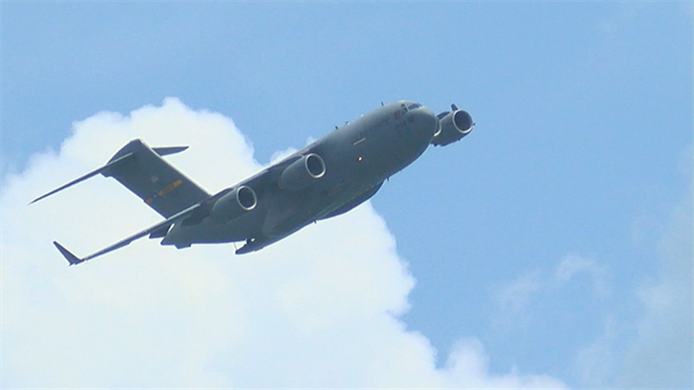 A C-17 flies over Folly Beach as part of the 8th annual "Salute from the Shores" (Source: Live 5)